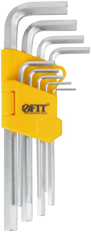 Ключ шестигранный 1.5-10мм длинный в пластик. держателе CrV сталь (уп.9шт) FIT 64189