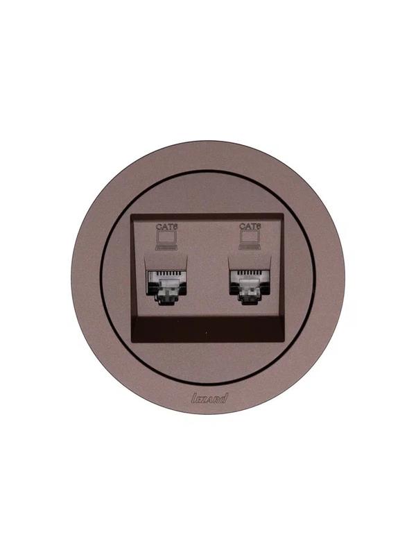 Розетка компьютерная 2-м СП OSEN кат.6 с модулем механизм шоколад LEZARD 743-7388-142