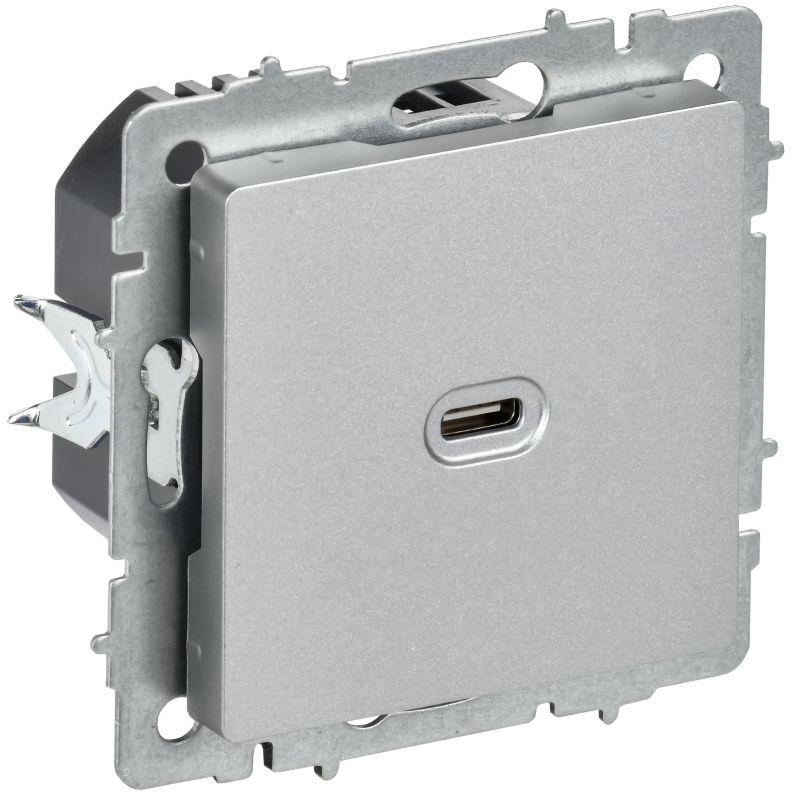 Розетка СП BRITE РЮ12-1-БрА USB C 65Вт высокоскор. заряд. алюм. IEK BR-U13-065-K47