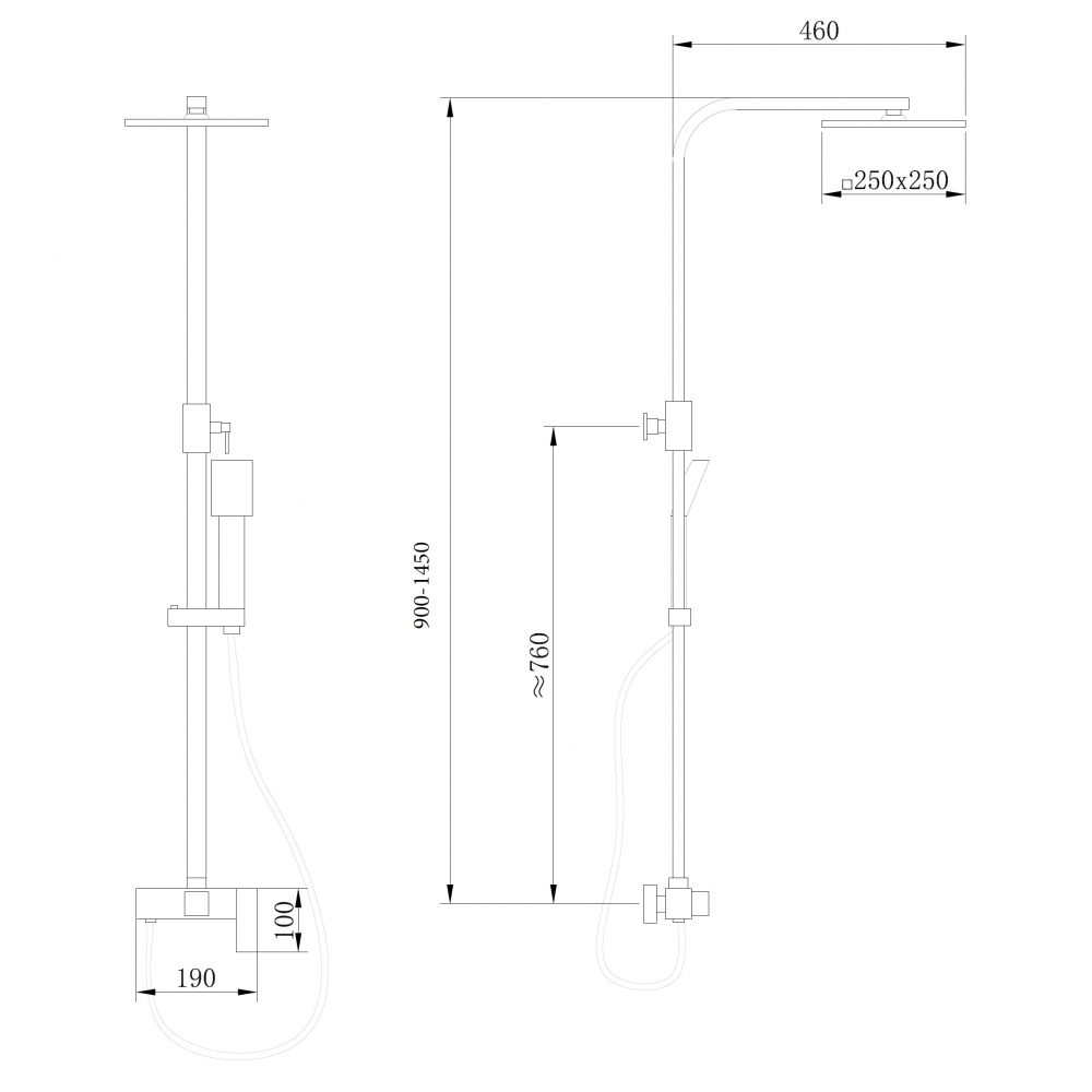 Душевая стойка ABBER Daheim AF8220L без излива, хром