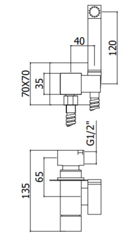 Set гигиен. Душа TWEET SQUARE  MIX душ и держатель из металла, шланг металл 1200мм, co СМЕСИТЕЛЕМ, цвет черный матовый