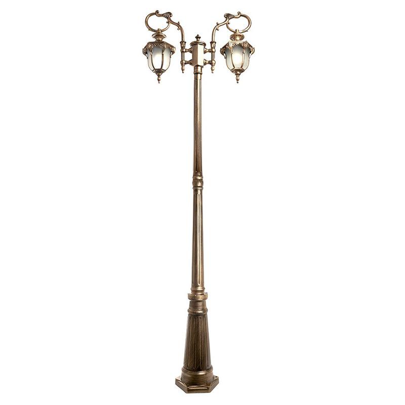 Светильник садово-парковый 2х60Вт 230В E27 IP44 черн. зол. PL4048 FERON 11428