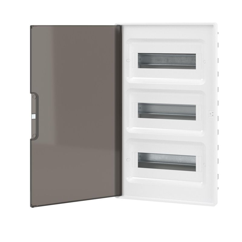 Щиток встраиваемый 36мод. FRAME для полых стен с тонированной дверцей с 4 шинами PEN (2шт на 8 отверст. и 2шт на 10 отверст.) бел. DKC F36B3WD