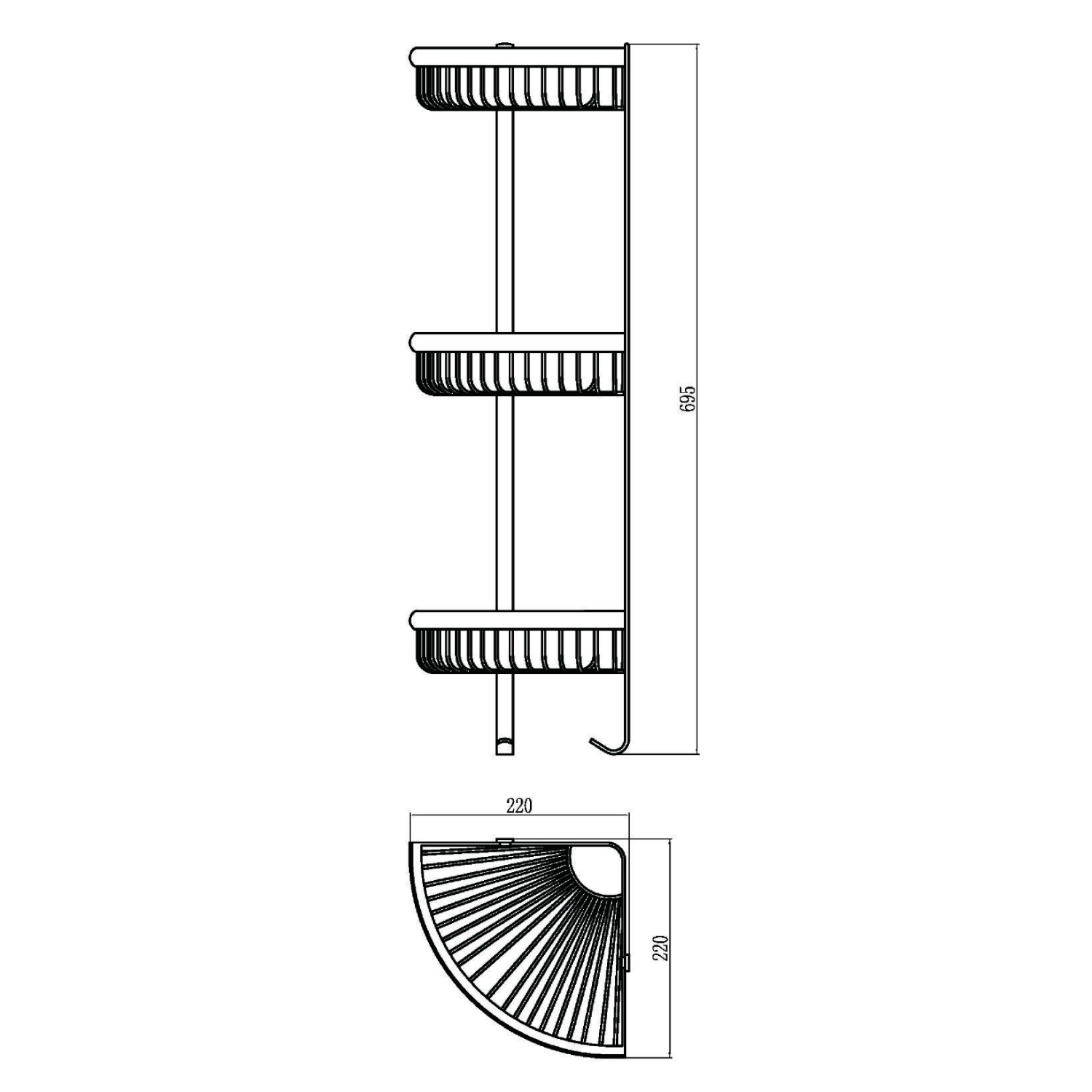 Полка угловая Savol S-L5854-3, сатин