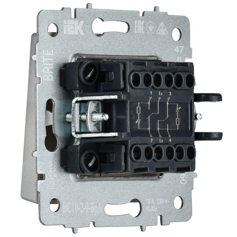 Выключатель 2-кл. BRITE 10А ВС10-2-9-БрА для отелей с индик. механизм алюм. IEK BR-V20-2-10-K47