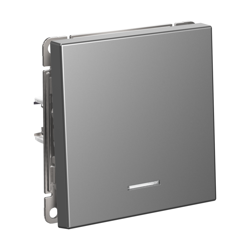 Выключатель кнопочный 1-кл. ArtGallery 10А с подсветкой механизм сталь SE GAL000916