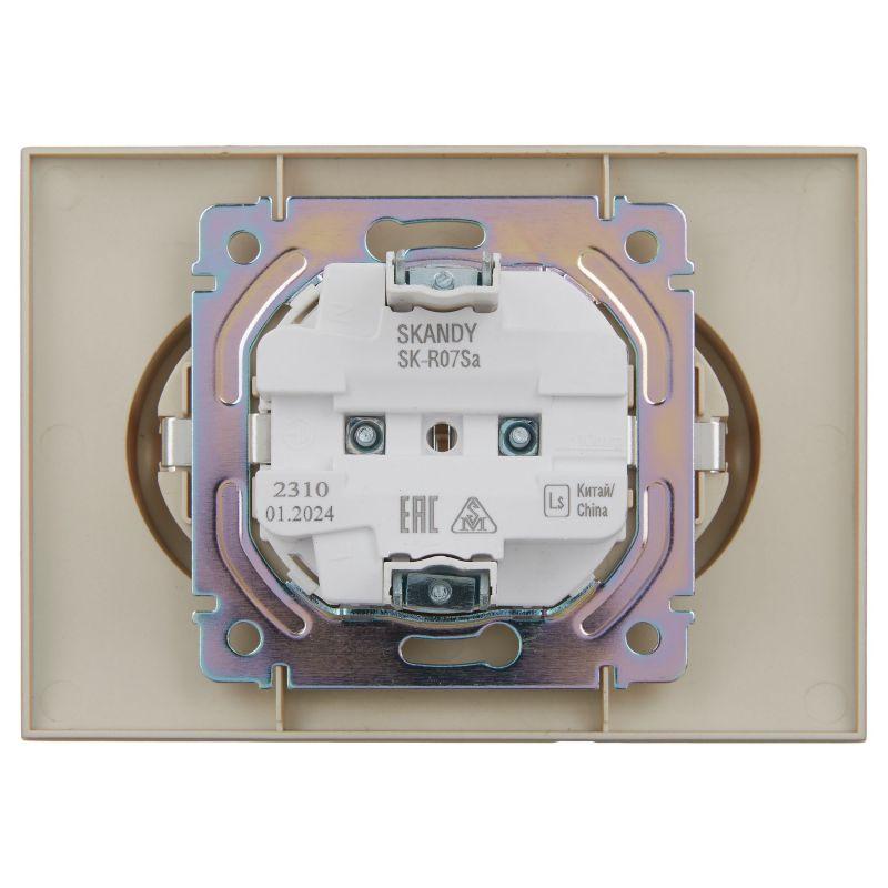 Розетка 2-м SKANDY 16А с заземл. защ. шторки в сборе SK-R07Sa песочн. IEK SK-R24-16-K98-F