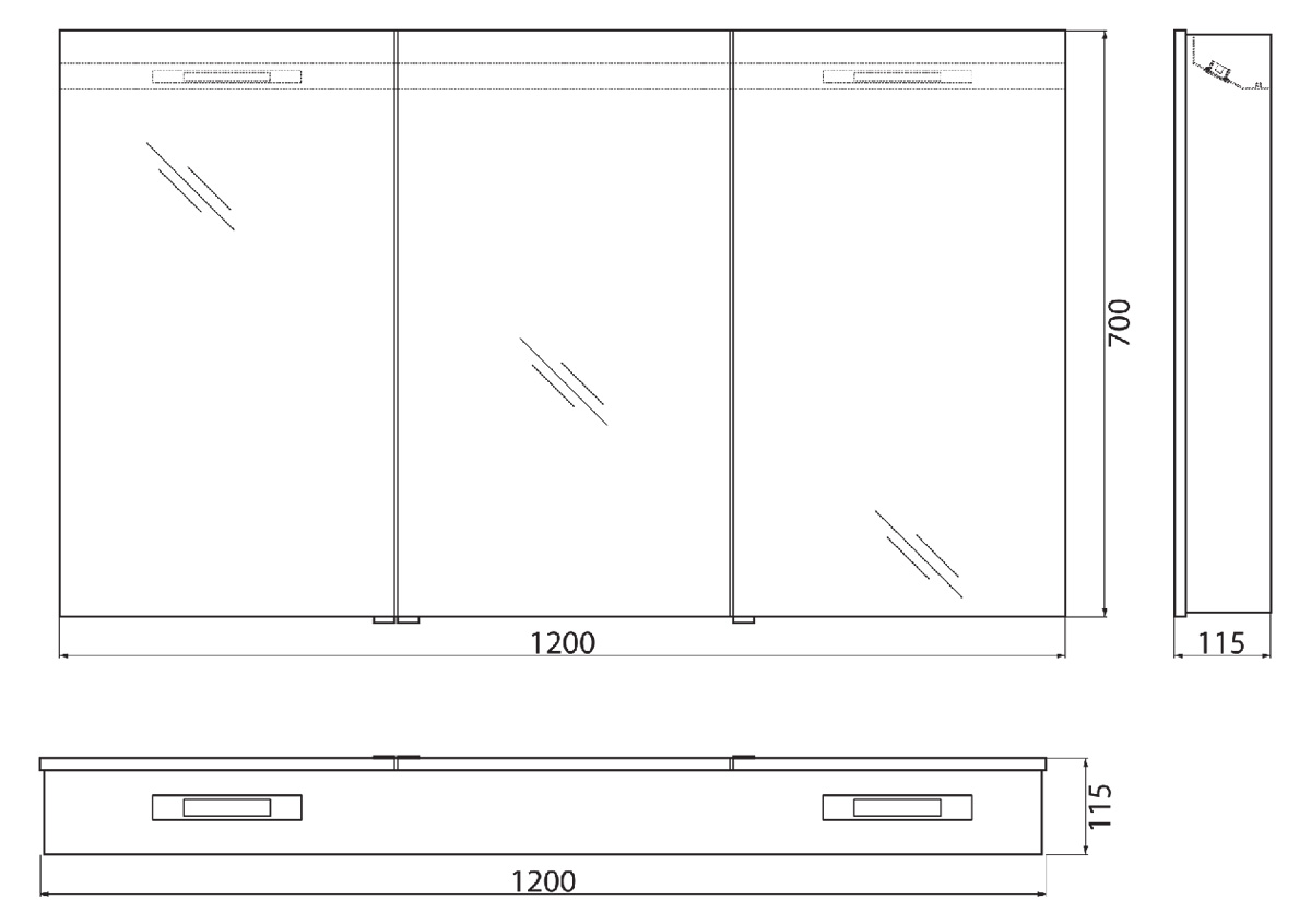 Зеркало-шкаф BelBagno SPC-3A-DL-BL-1200