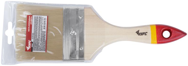 Кисть флейцевая "Модерн" 3дюйм (75мм) искусственная щетина деревянная ручка КУРС 00867