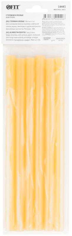 Стержень клеевой 11х200мм желт. (уп.6шт) FIT 14443