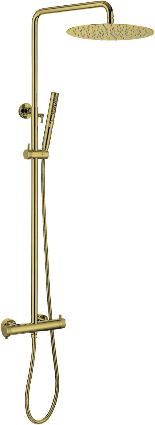 5.11001-GB FANTASY Душ. система,термостат Vernet, H=903-1223мм.,Верх душ Ф300мм,браш.золото (330524)