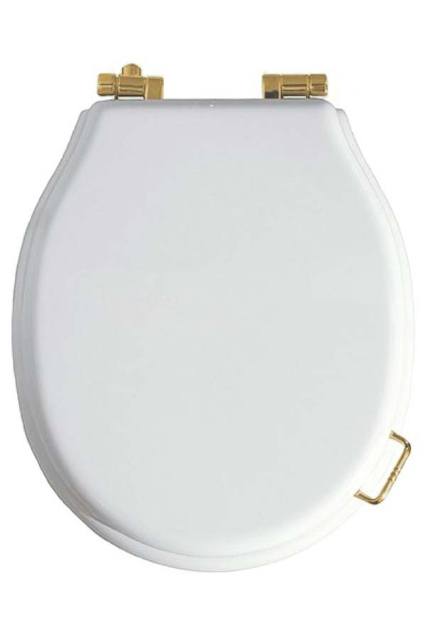 Крышка для напольного унитаза (массив) белый золото_Комплект