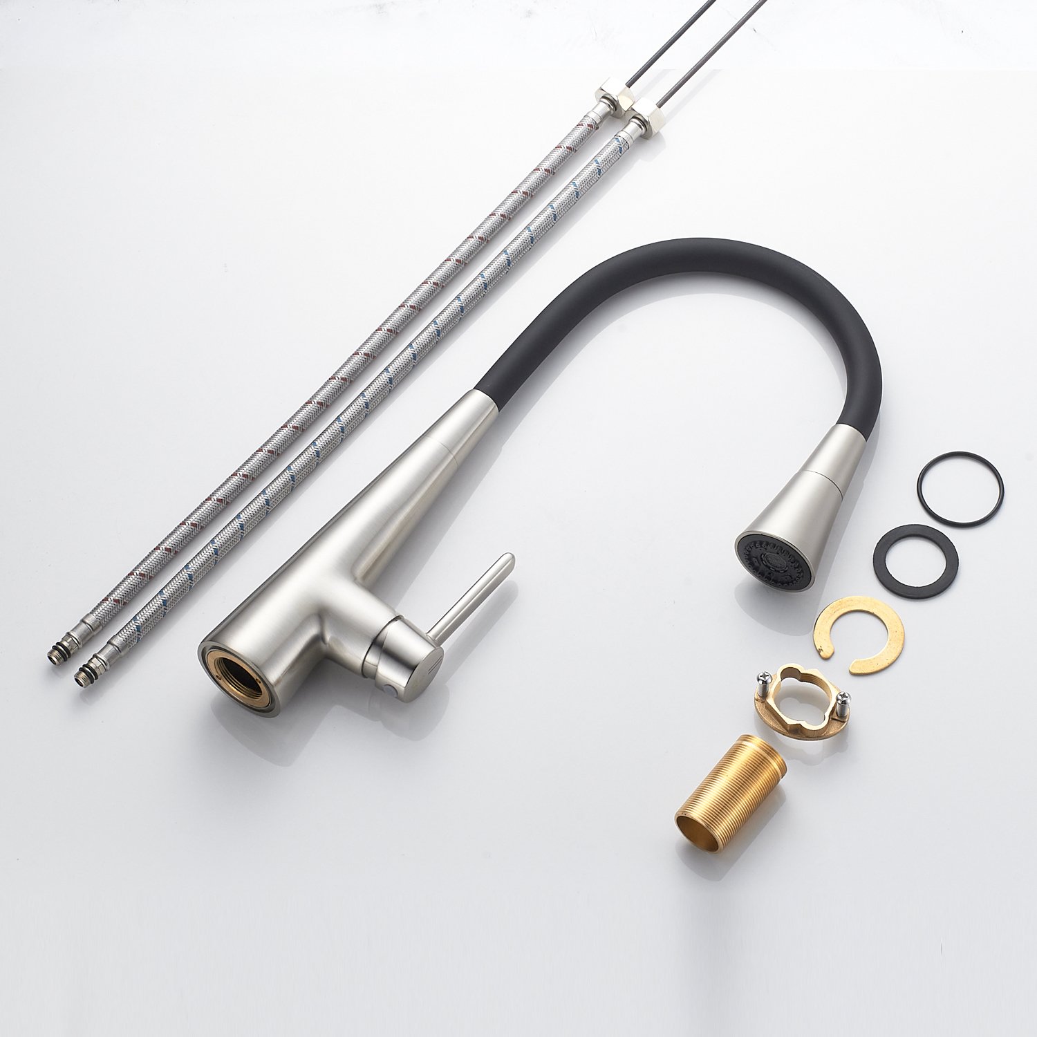 Смеситель для кухни с гибким изливом и режимом "душ" Rose R213L, сатин