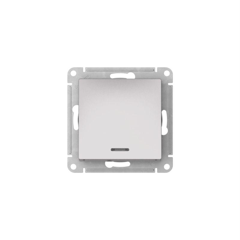 Переключатель 1-кл. AtlasDesign (сх. 6а) 10AX с подсветкой быстрозажим. клем. механизм алюм. SE ATN000363S