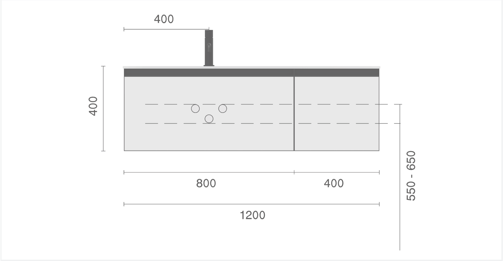 QUATRO 2 120см (80+40) тумба WILLOW профиль ANTHRACITE