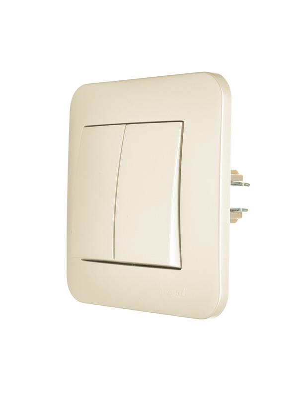 Выключатель 2-кл. 1п СП ASTI 10А IP20 в сборе жемчуж./бел. перламутр. LEZARD 7081-3030-101