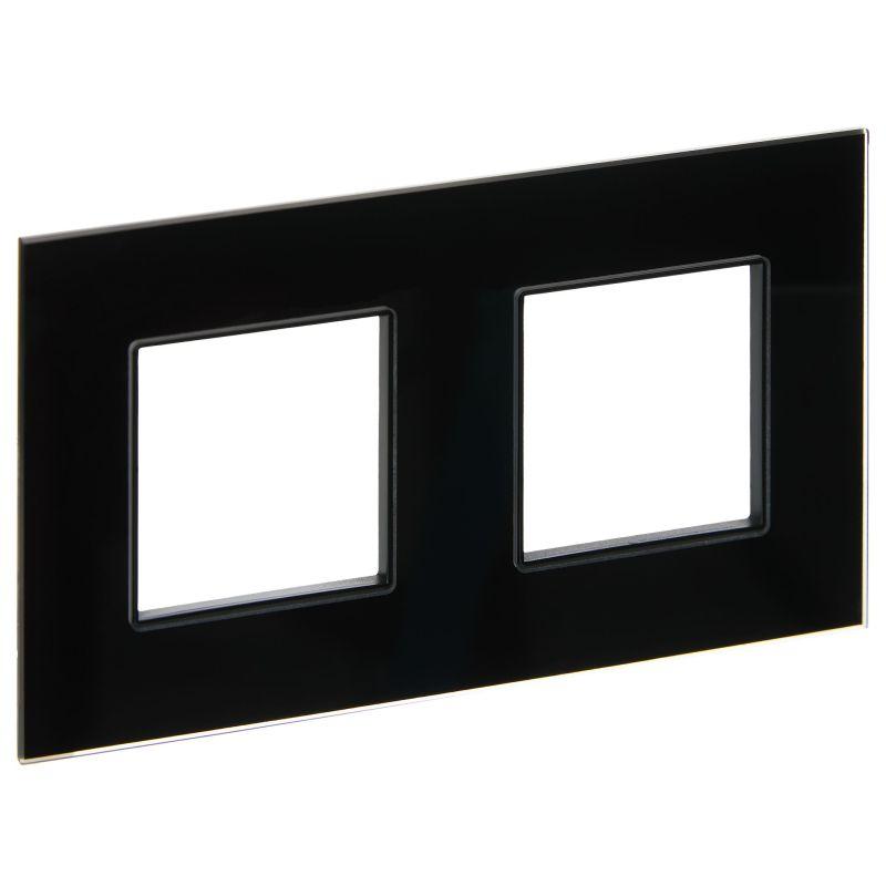 Рамка 2-м SKANDY SK-F22Bl стекло черн. IEK SK-M22-G-K02