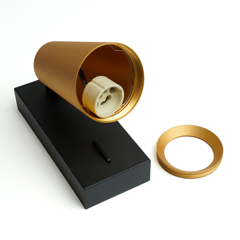 Светильник ДБО GU10 без лампы наклонный с выключателем золото черный