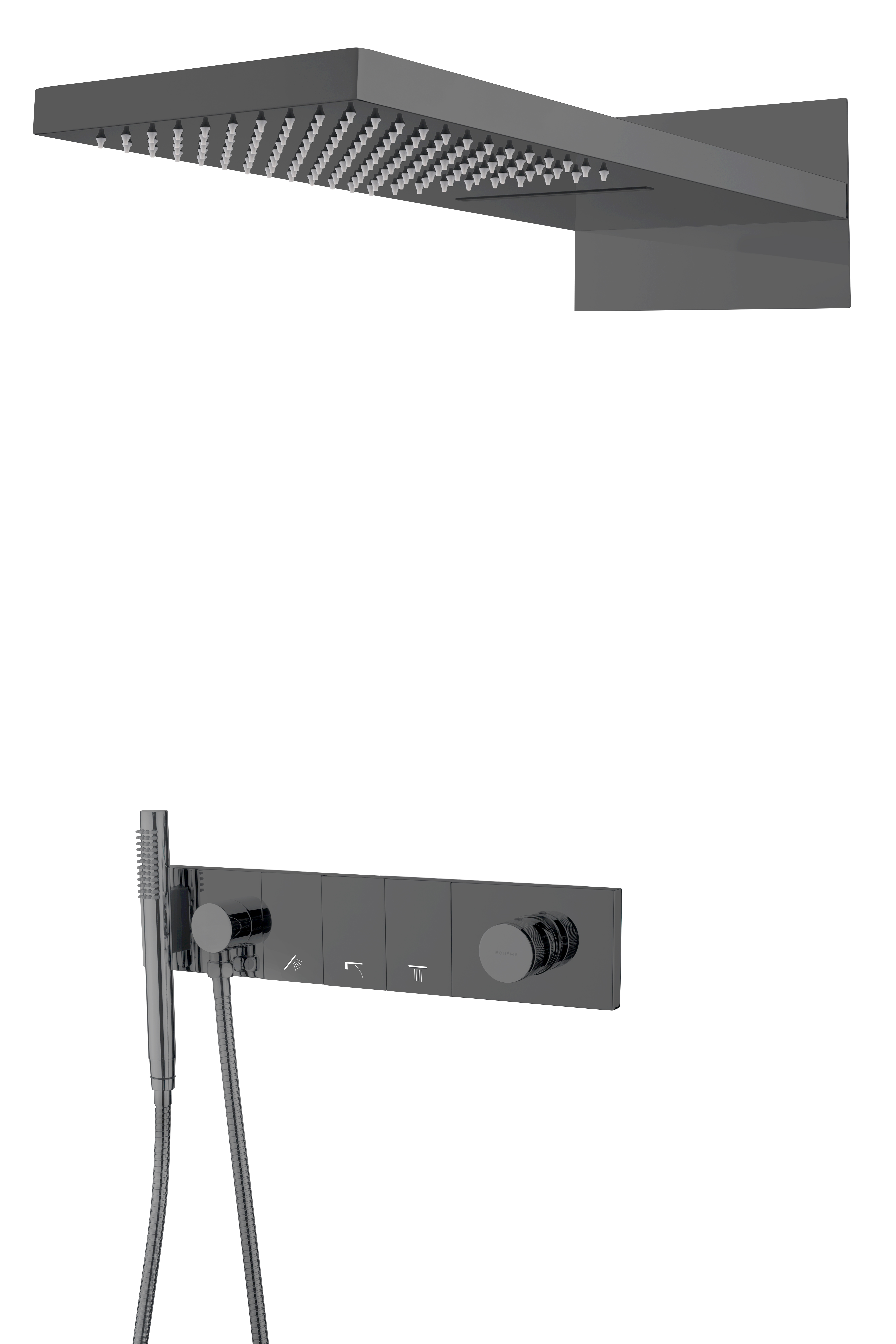 Встроенная душевая система  ZODIAC с термостатом, трехпозиционная Black