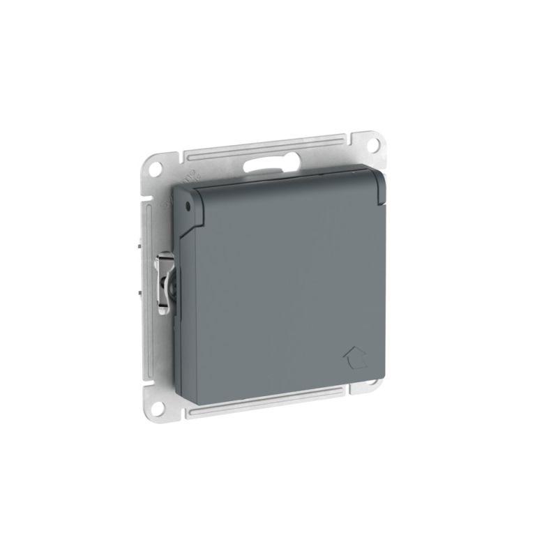 Розетка AtlasDesign 16А IP20 с заземл. защ. шторки с крышкой быстрозажим. клем. механизм грифель SE ATN000746S