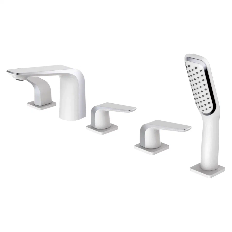 Смеситель на борт ванны Rose R1312F, белый/хром