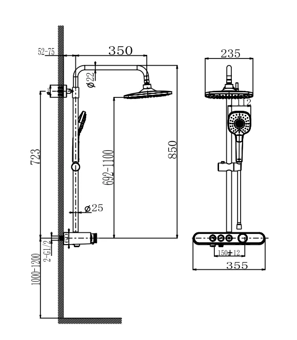 Душевая стойка ARROW AG3323SHCP с термостатом, хром