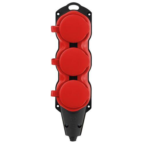 Колодка 3-м с заземл. 16A IP44 KX-3e-RED-IP44 каучук. красн. Эра Б0068393