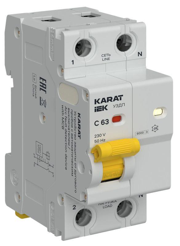 Устройство защиты от дугового пробоя с автоматическим выключателем (УЗДП) 1P+N C 63А KARAT IEK KA-DP11-1-063-C