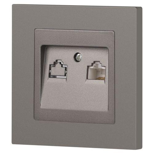 Розетка компьютерная 1-м СП Accent 6-303-09 RJ45 IP20 титан Intro Б0063642