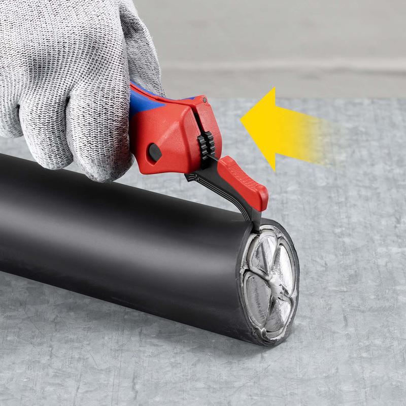 Нож для кабеля с пяткой с трещоткой 146мм ручка 2К Knipex KN-1650145SB