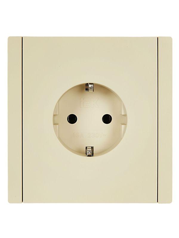 Розетка СП FORTE&PIANO FP414 16А с заземл. без защ. шторок безвинт. крепл. ваниль IEK FP-R11-16-1-K10