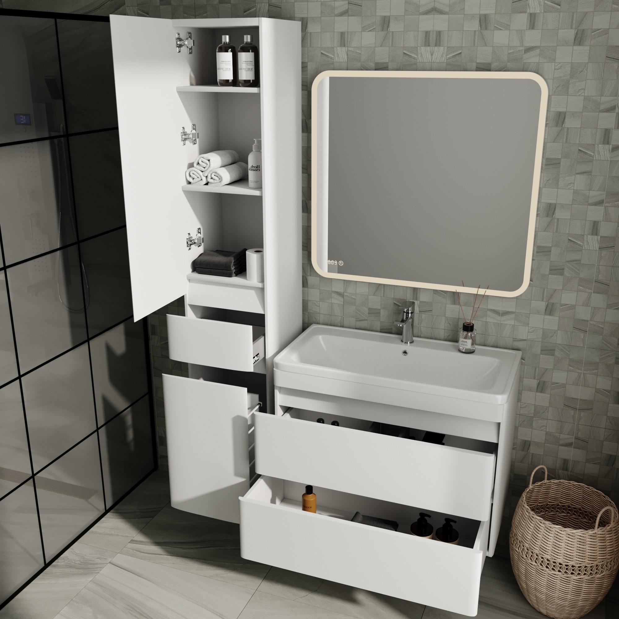 Тумба подвесная "Атлантика 80", Люкс антискрейч, PLUS