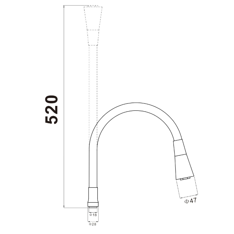Гибкий излив для кухонного смесителя Savol S-MCG12, бежевый