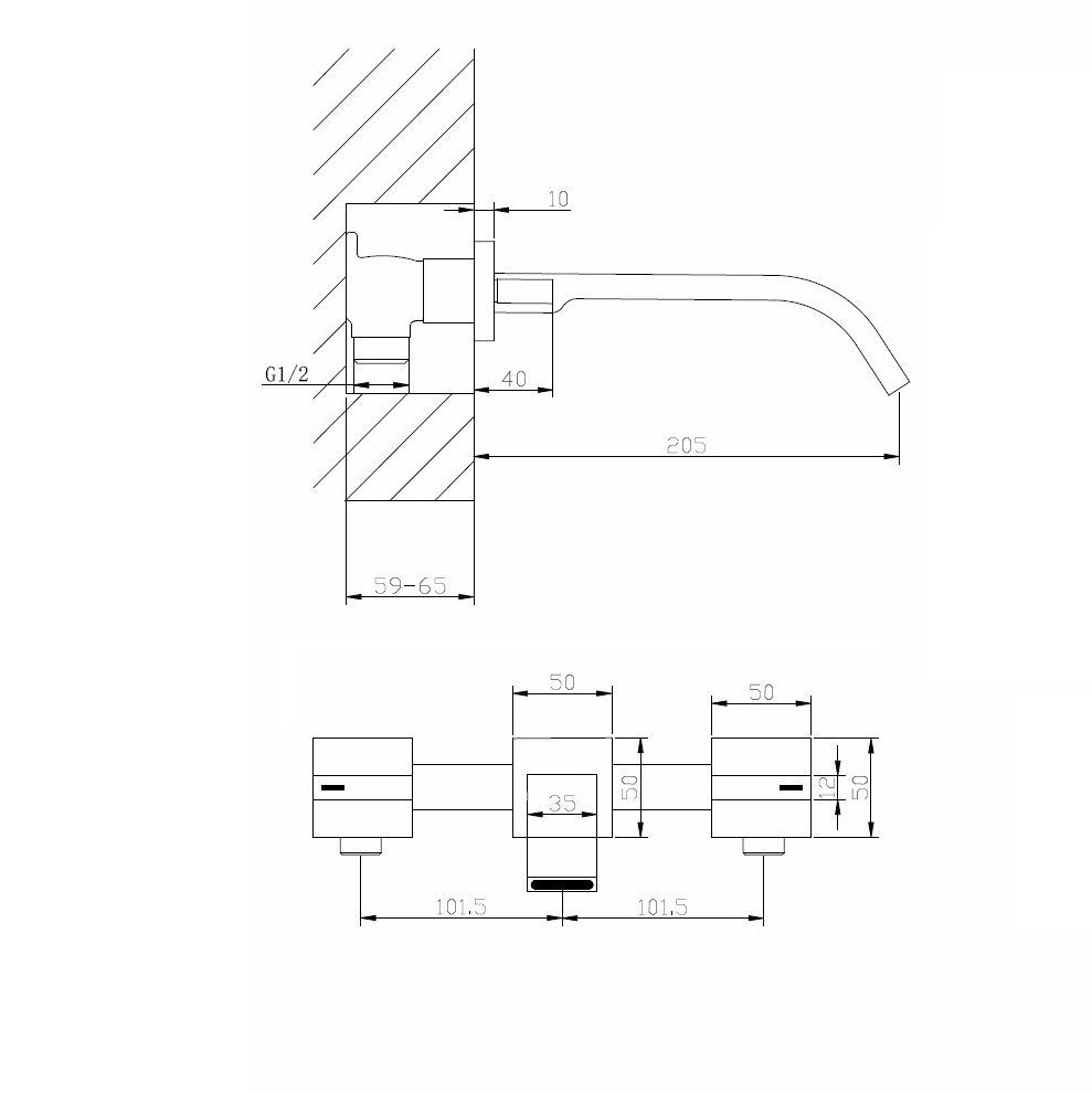 Смеситель ABBER Wasserfall AF8612SP для раковины скрытого монтажа, сатин