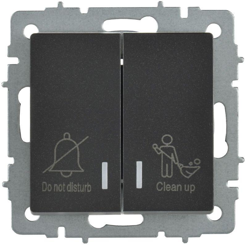 Выключатель 2-кл. BRITE 10А ВС10-2-9-БрЧ для отелей с индик. механизм черн. IEK BR-V20-2-10-K02