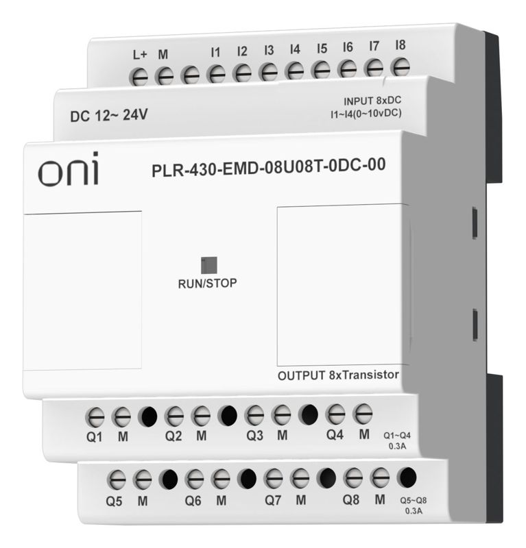 Модуль расширения входов выходов ПЛК 430 4 DI 4 UI (0-10В/DI) 8 TO 24В DC ONI PLR-430-EMD-08U08T-0DC-00