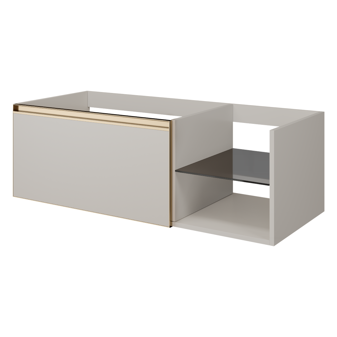 QUATRO 6 120см (80+40) тумба CASHMERE профиль MATT GOLD