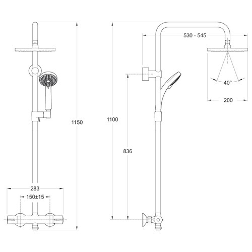 Душевая система Jacob Delafon July E5523-CP с термостатом для душа
