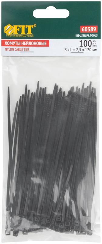Хомут для проводов 120х2.5мм нейлон. черн. (уп.100шт) FIT 60389