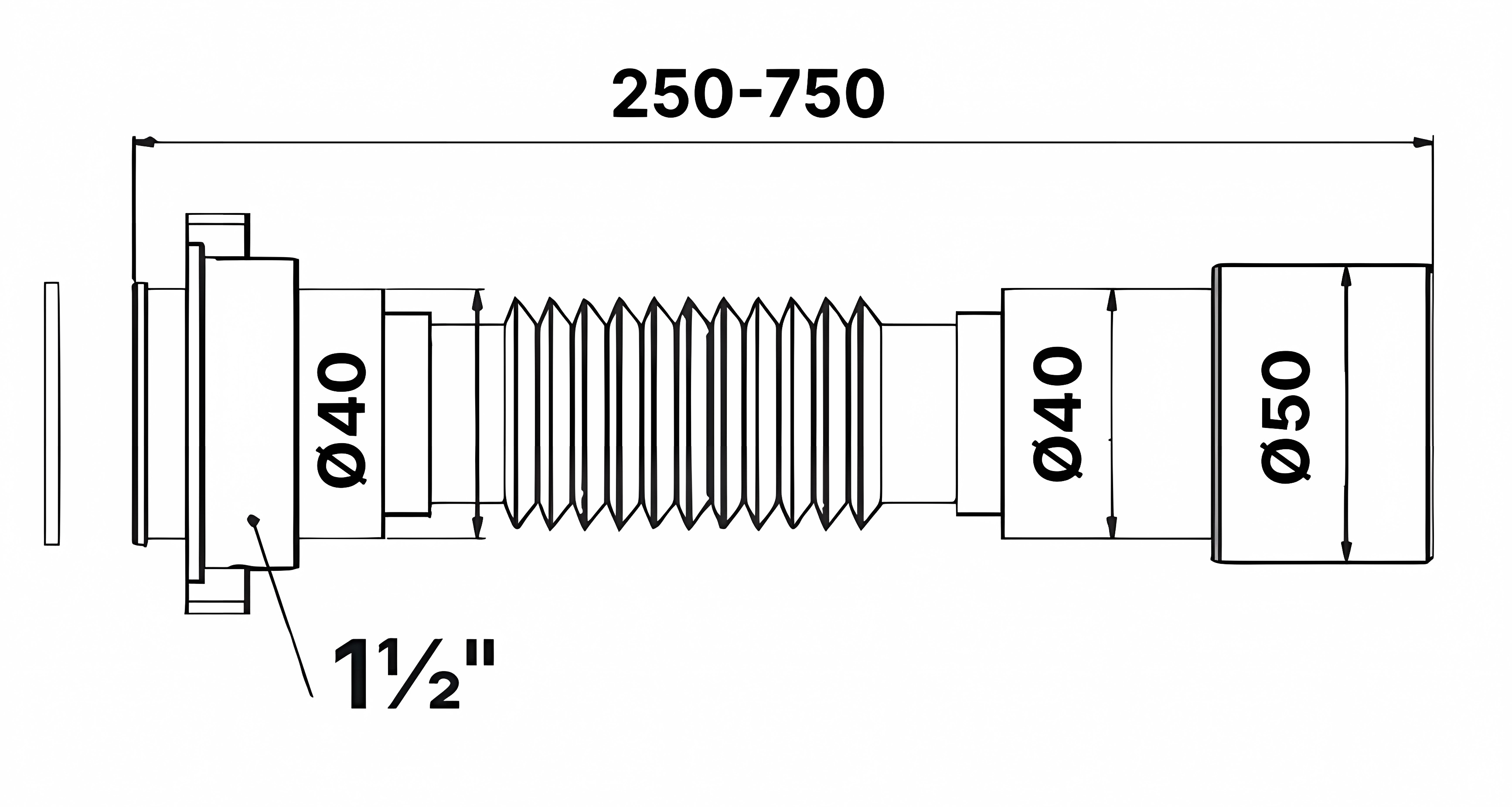 Гофра Bettoserb для раковины/мойки 1 1/2" - 40/50мм