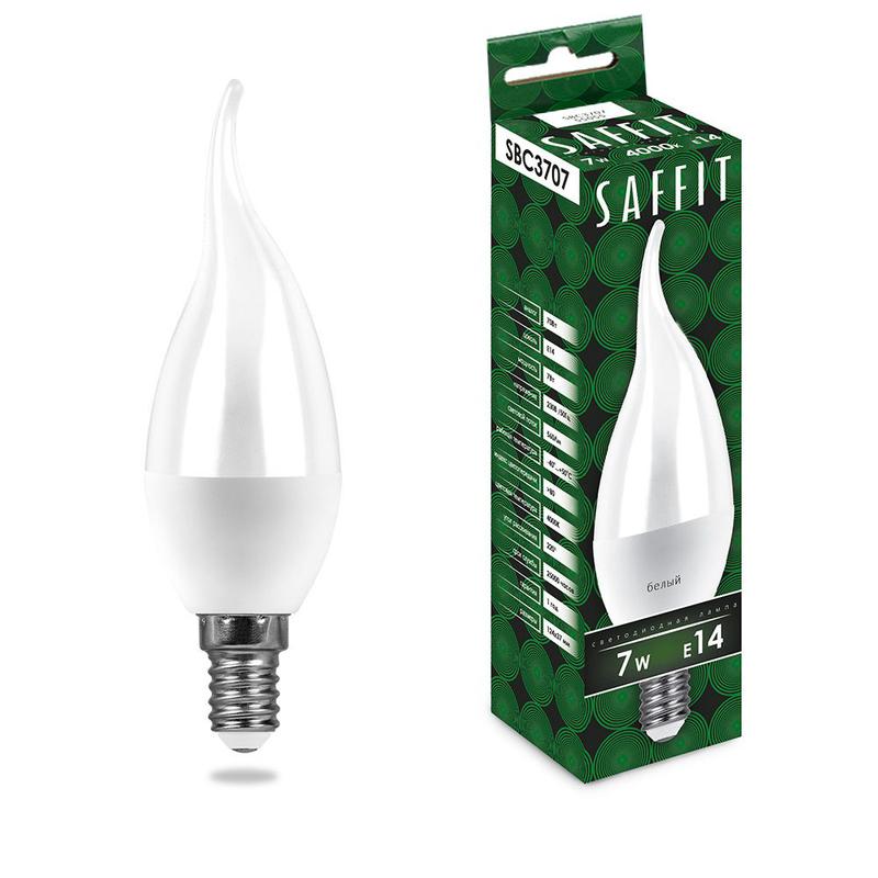 Лампа светодиодная 7Вт 230В E14 6400К на ветру C37T SBC3707 SAFFIT 55142