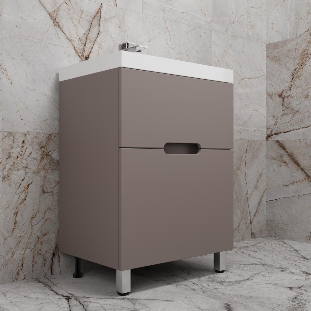 Тумба напольная "Матис 80" под ASTI 80 (2 ящика), ТАУП ТЁМНЫЙ, ЭМАЛЬ