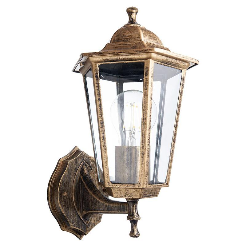 Светильник садово-парковый 60Вт 230В E27 черн. зол. 6101/PL6101 (на стену вверх) FERON 11125