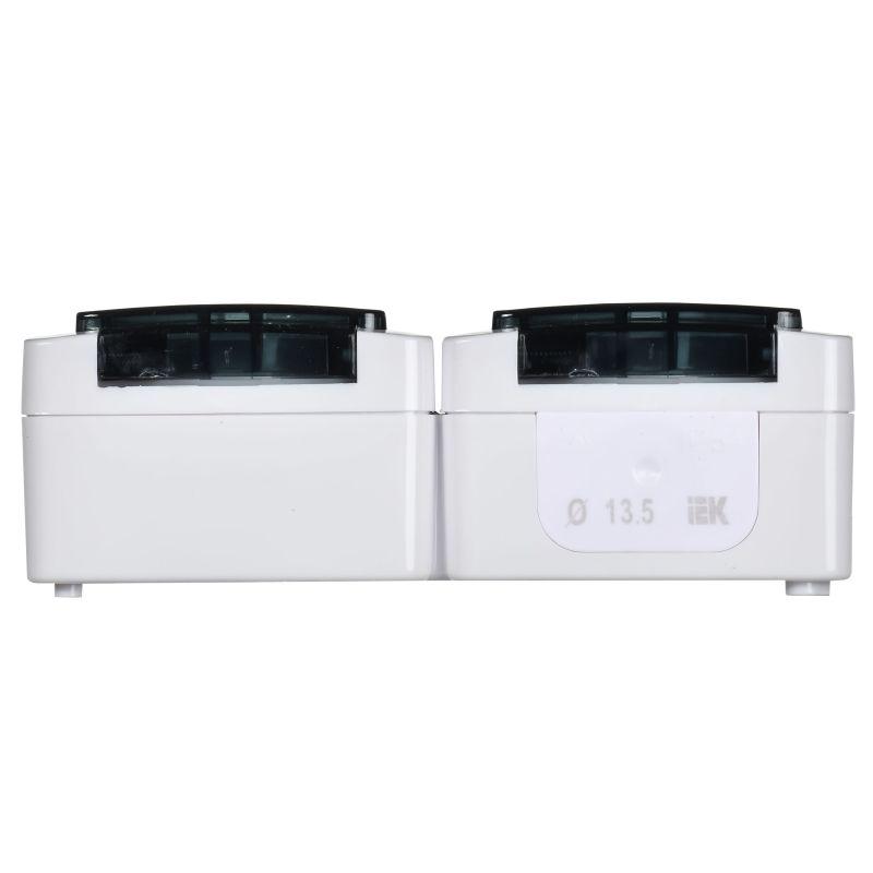 Розетка 2-м ОП Гермес Plus РСб22-3-ГПБд 16А IP54 с заземл. с дым. крышкой бел. IEK ERMP22-K03-16-54-EC