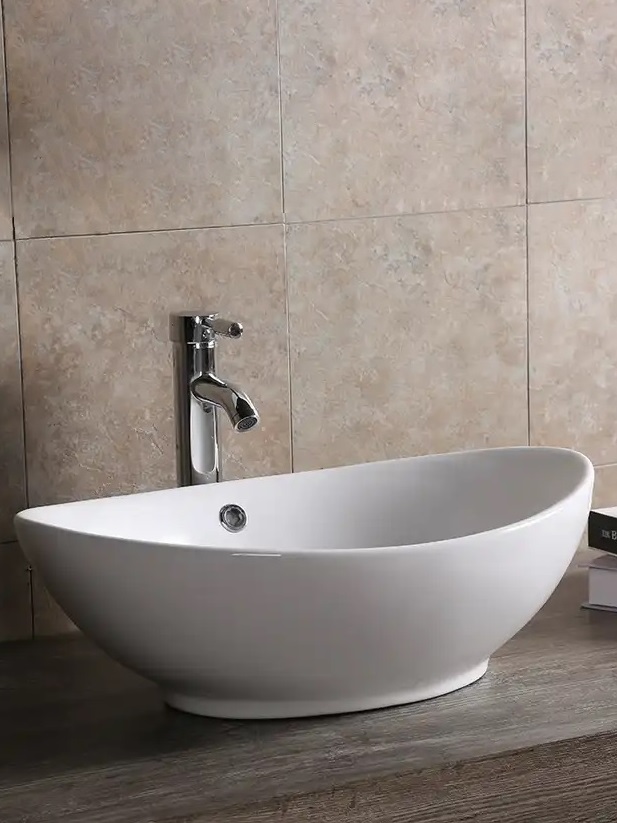 Раковина CR7027 накладная, белая, лодочка, с переливом 590х385х195 Ceruttispa