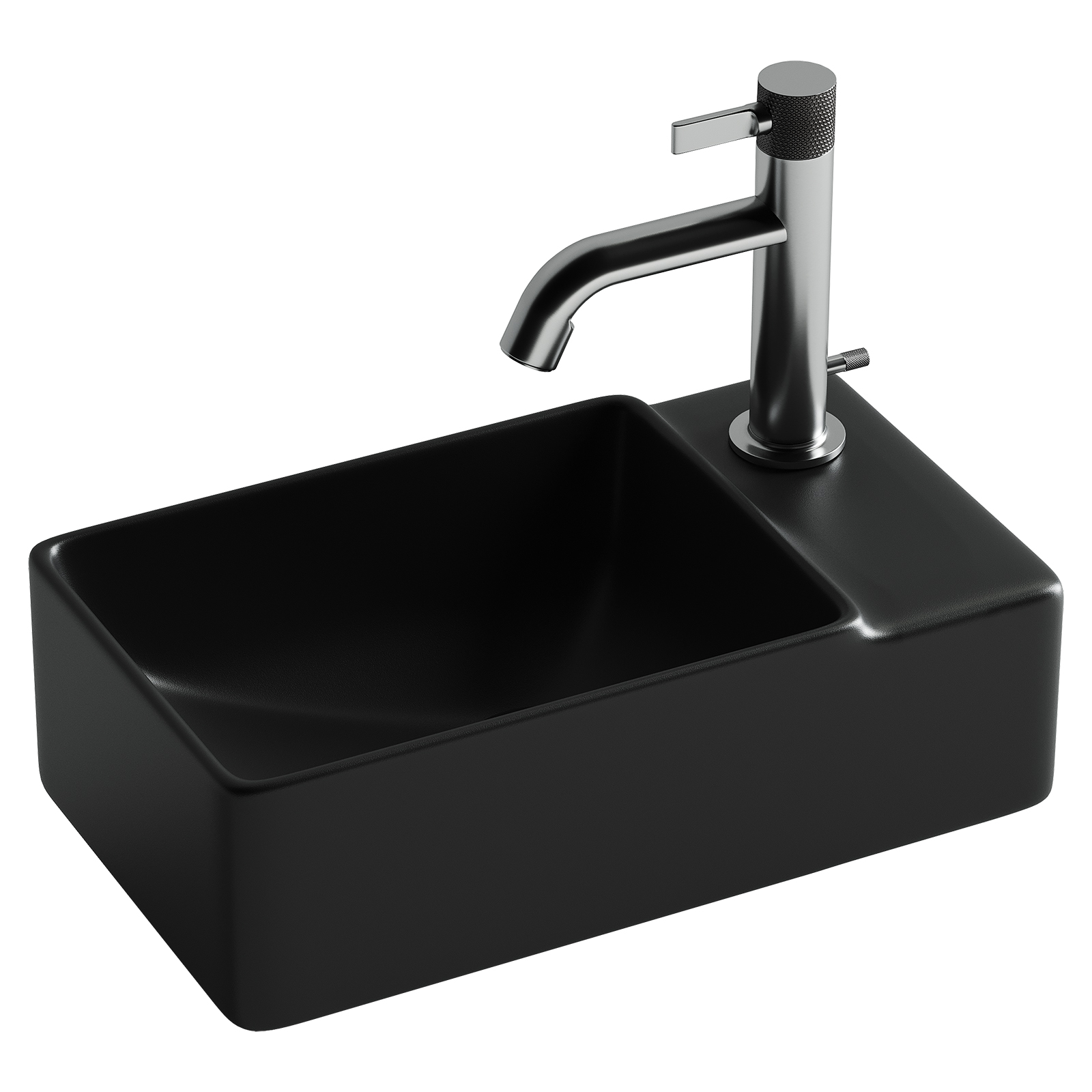 Умывальник подвесной прямоугольный (чаша слева, отверстие под смеситель справа) цвет черный матовый Element 395*220*125мм, CN5045MB