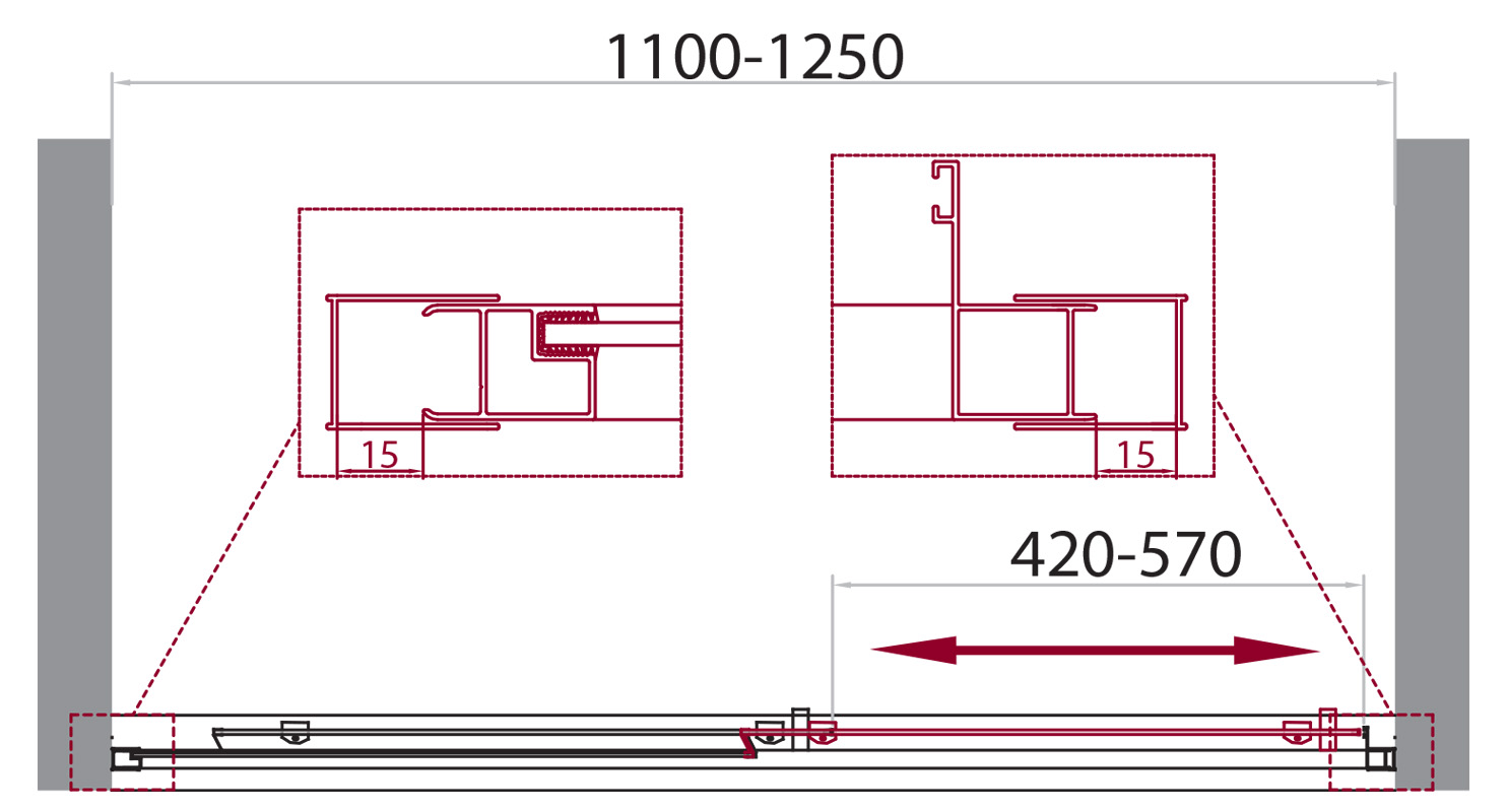 Душевая дверь BelBagno UNIQUE-BF-1-110/125-M-Cr