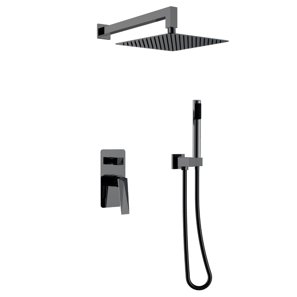 Смеситель встроенный + верхний душ + ручной душ Shine Gun Metall