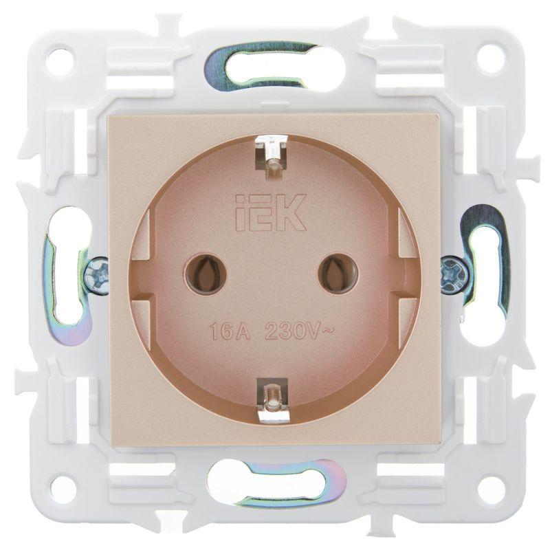 Розетка SKANDY 16А с заземл. без защ. шторок SK-R05Sa песочн. IEK SK-R11-16-K98