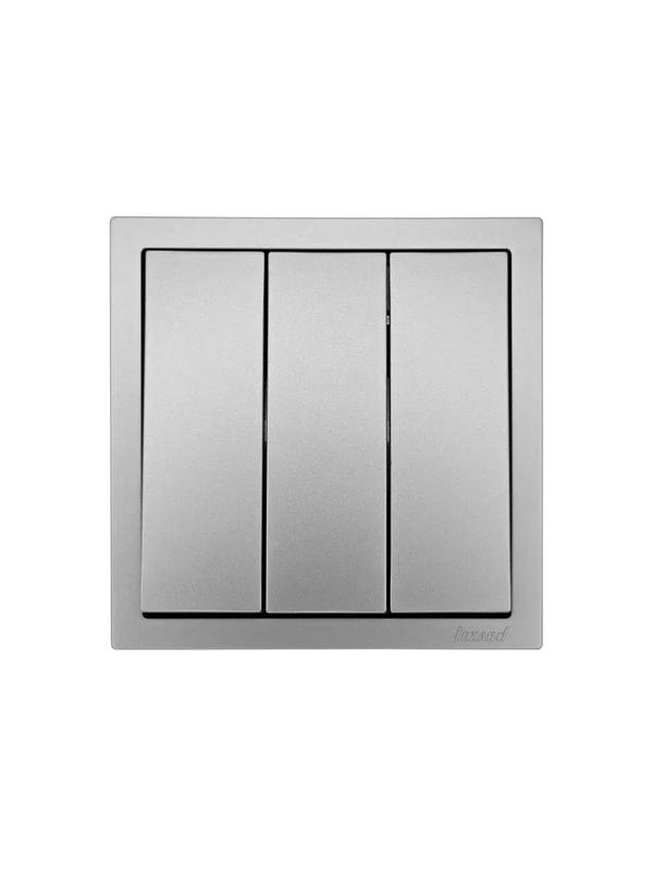 Выключатель 3-кл. СП ZIMA IP20 10А безвинт. зажим сер. матов. LEZARD 704-7488-109QC